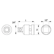 Nástavec adaptér 1/2" - 3/4" rázový YATO YT-1067