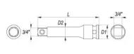 Nástavec 3/4" rázový prodlužovací YATO YT-1163 330mm